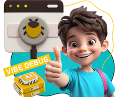 Тестирование & Vibe Debug. Охотники за багами - КИБЕРшкола программирования для детей, компьютерные курсы для школьников, начинающих и подростков - KIBERone г. Ижевск